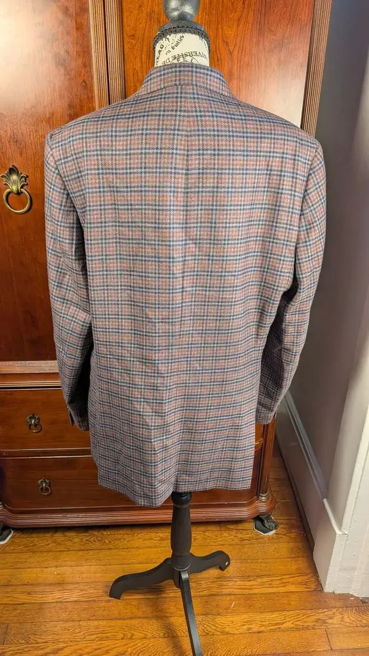 Austin Reed Mens Blazer Sport Coat Single-Breasted 2 Button Wool Blend Plaid 44R